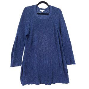 Eileen Fisher Organic Linen Cotton Slub Tunic Sweater Womens Large Open Knit